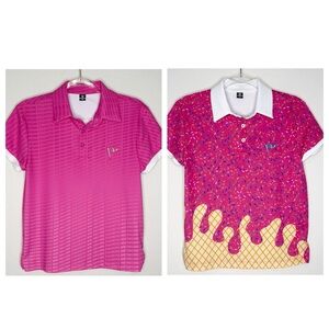 Baseball Lifestyle 101 BSBL101 Two Polos Strawberry Ice Cream Pink Youth Medium